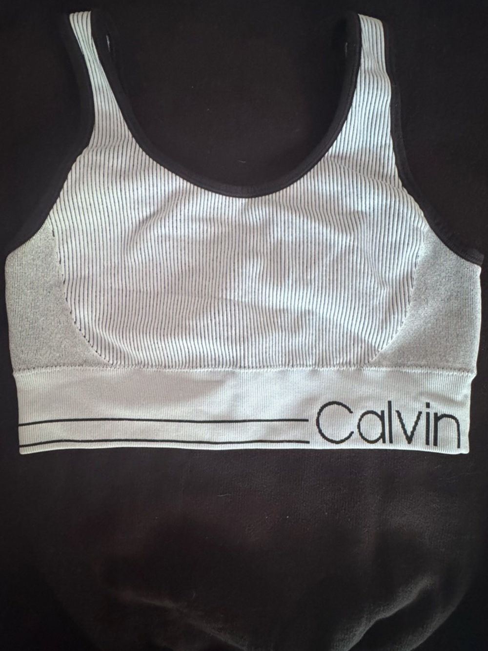 Calvin Klein White and Black Seamless Ribbed Sports Bra